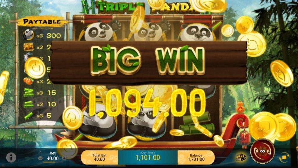 การชนะรางวัลเกมสล็อต Triple Panda